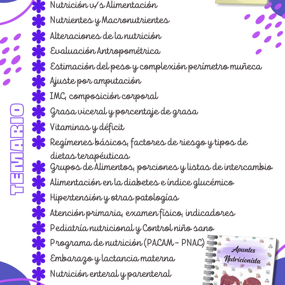 GENERICO - CUADERNO DE APUNTES NUTRICIONISTA A6 - 50 HOJAS
