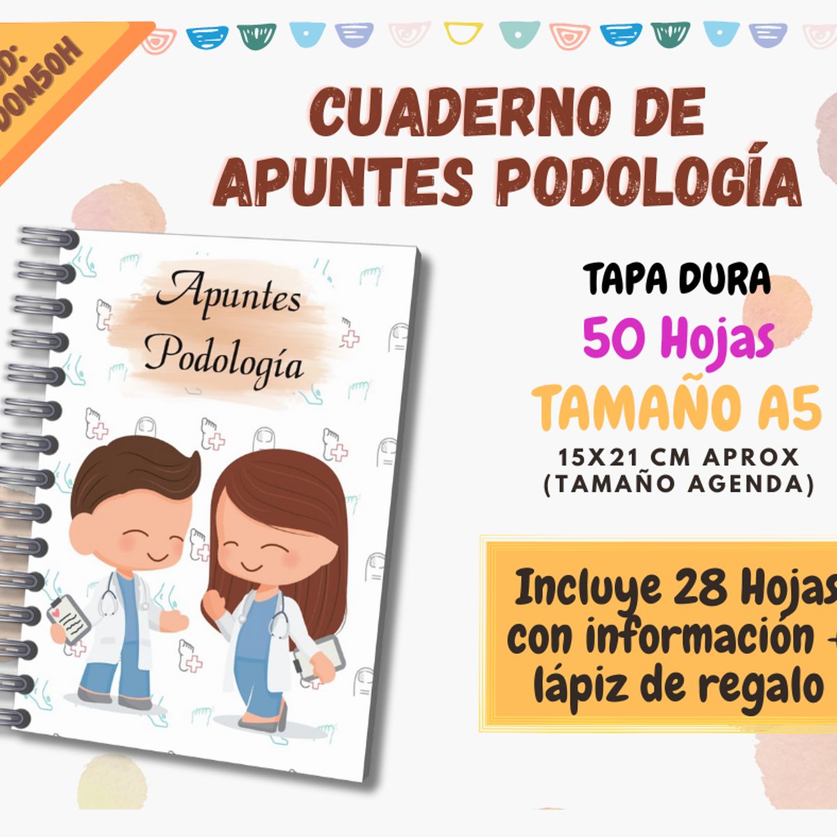 GENERICO - CUADERNO DE APUNTES PODOLOGIA A5 - 50 HOJAS