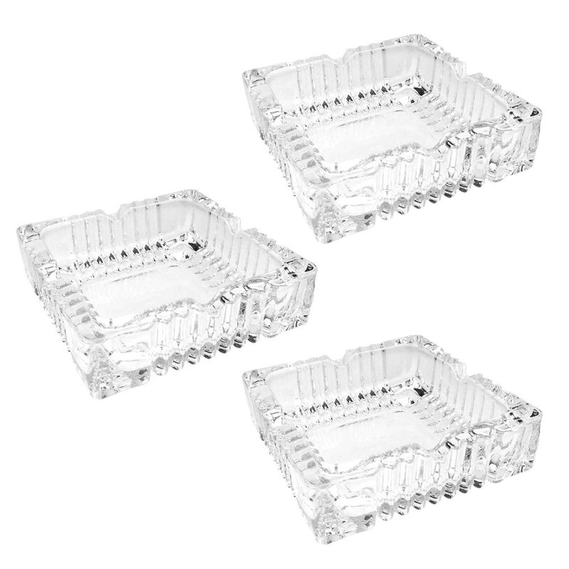 IMPORTCLICK - Set 3 Ceniceros Cristal Tallado 14x3 CM - Blanco