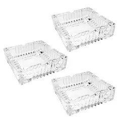 IMPORTCLICK - Set 3 Ceniceros Cristal Tallado 14x3 CM - Blanco