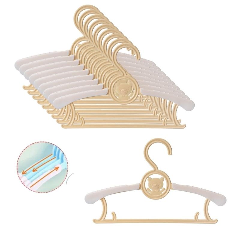 GENERICO - 10 Ganchos Percha Colgador Ropa Ajustable Bebé Niño Adulto Amarillo