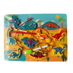 GENERICO - Juego Pesca Y Encaje Magnético- Madera Puzzle Dinosaurios
