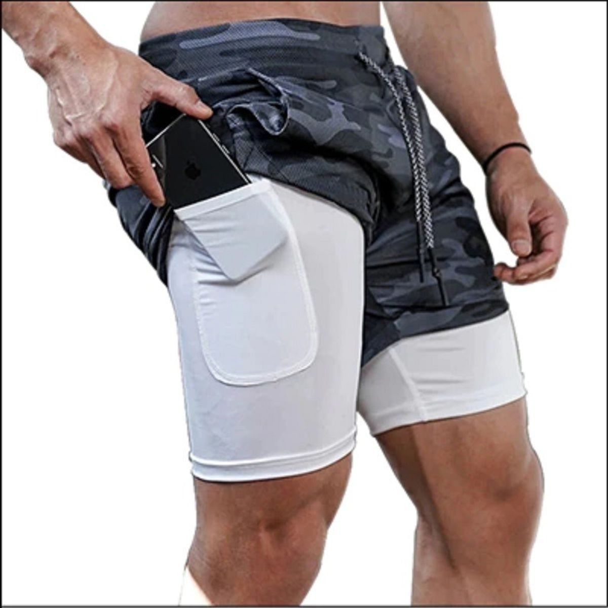 OEM - Short Gimnasio Hombre Con Calza Y Bolsillo Para Celular