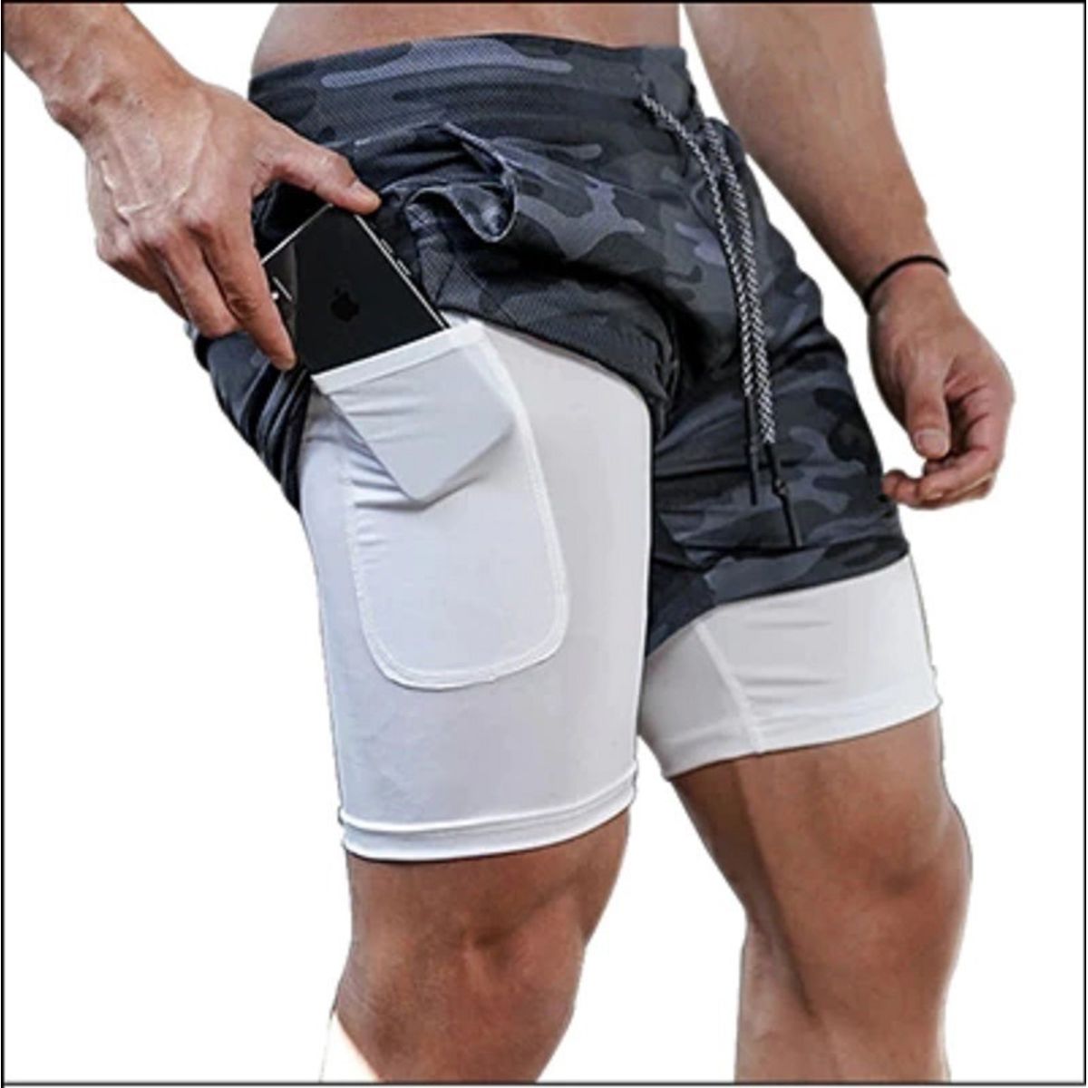 OEM - Short Gimnasio Hombre Con Calza Y Bolsillo Para Celular