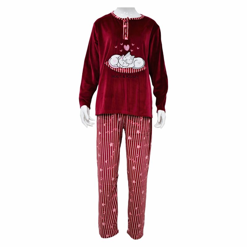 MEDIA LUNA - Pijama Mujer Plush Diseño Gatitos Domilones