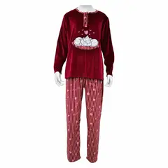 MEDIA LUNA - Pijama Mujer Plush Diseño Gatitos Domilones