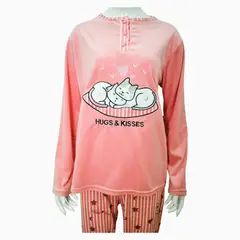 MEDIA LUNA - Pijama Mujer Plush Diseño Gatitos Domilones