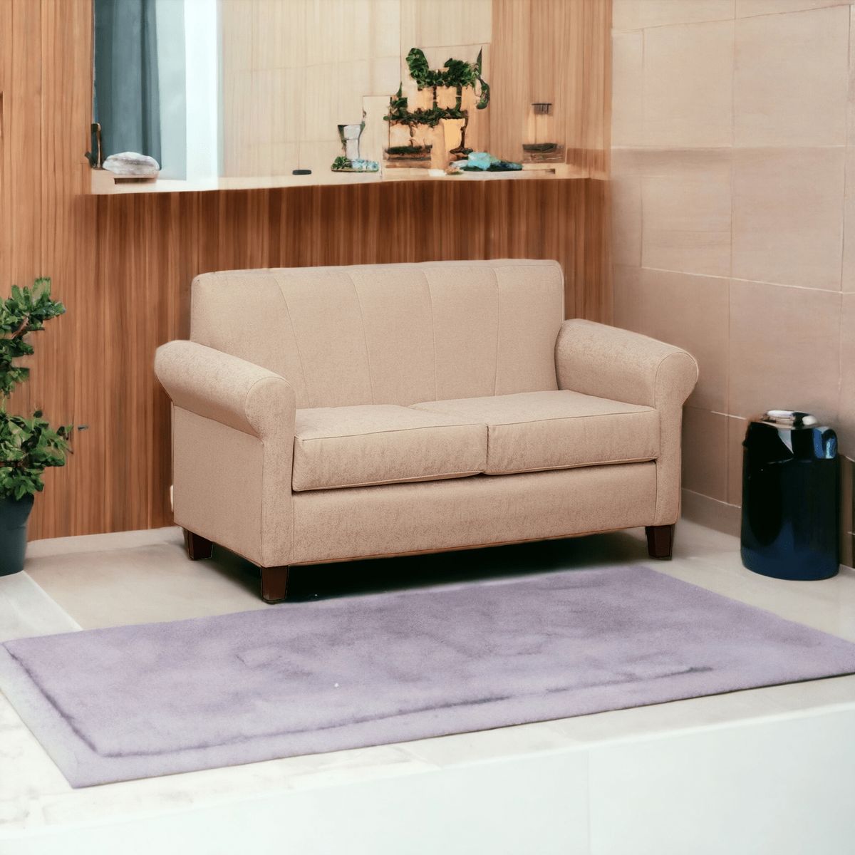 MUEBLES AMERICA - Sofá Lucy 2 Cuerpos Lino Beige