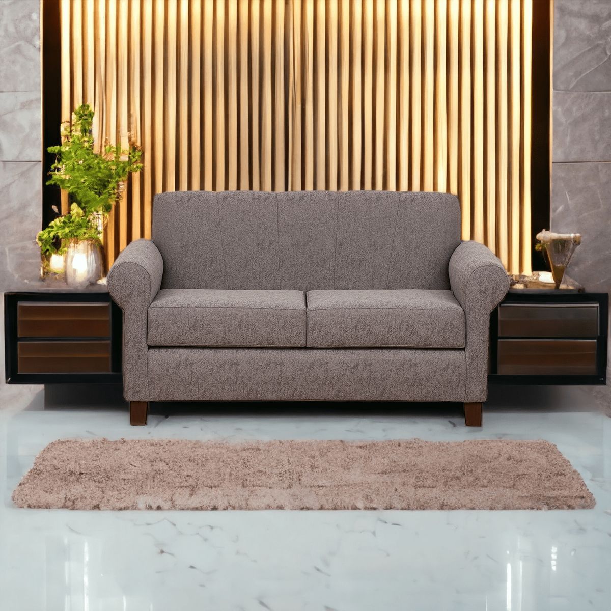 MUEBLES AMERICA - Sofá Lucy 2 Cuerpos Lino Gris