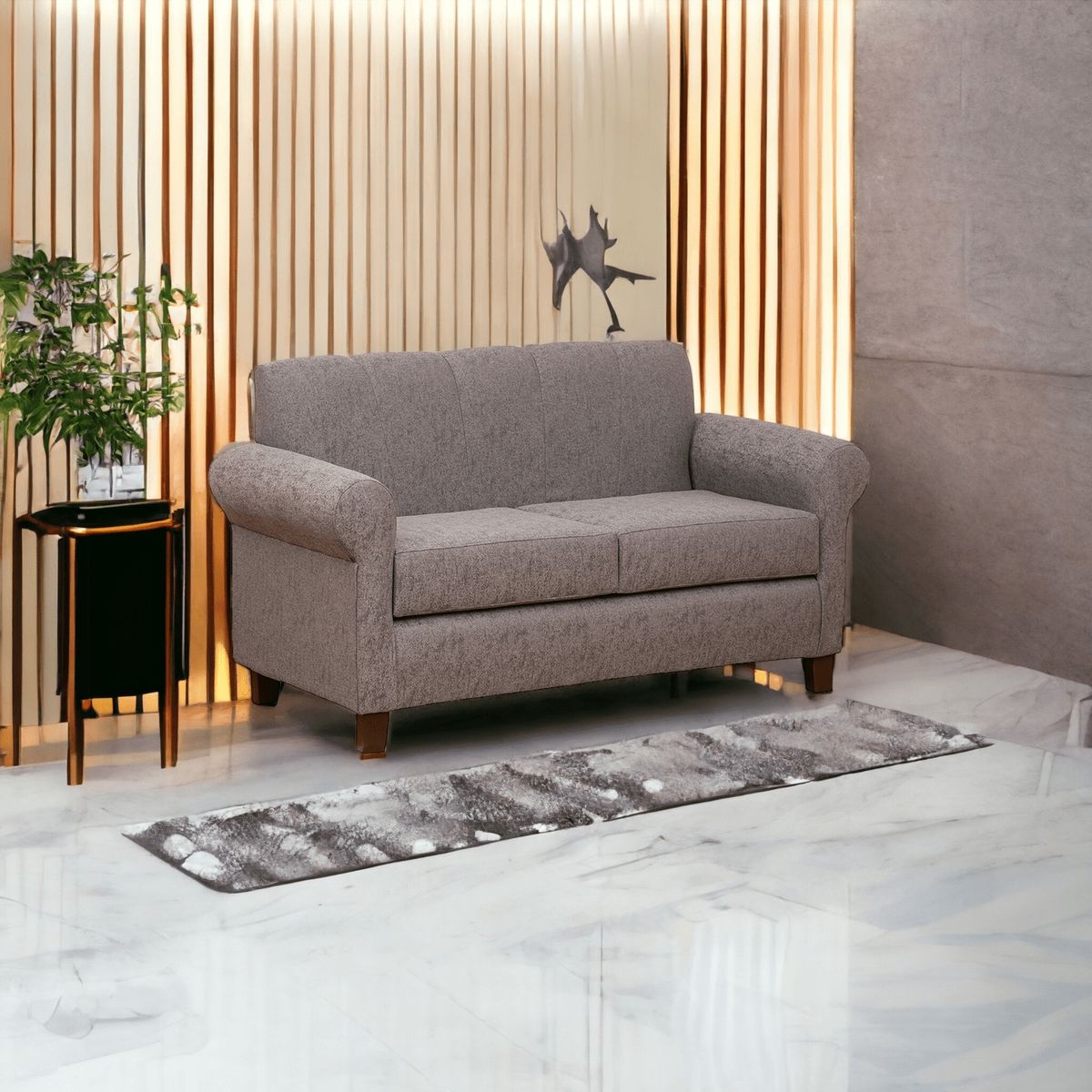 MUEBLES AMERICA - Sofá Lucy 2 Cuerpos Lino Gris