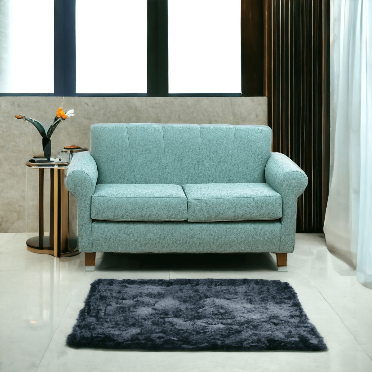 MUEBLES AMERICA - Sofá Lucy 2 Cuerpos Lino Verde Agua