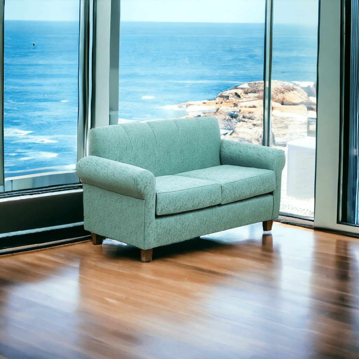 MUEBLES AMERICA - Sofá Lucy 2 Cuerpos Lino Verde Agua