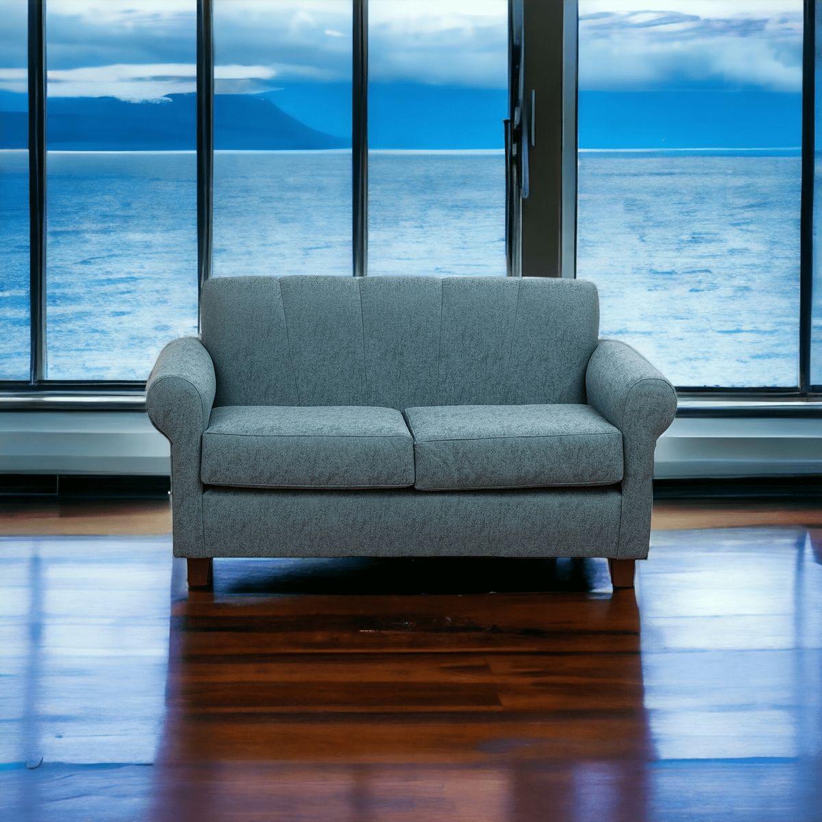 MUEBLES AMERICA - Sofá Lucy 2 Cuerpos Lino Azul Petróleo