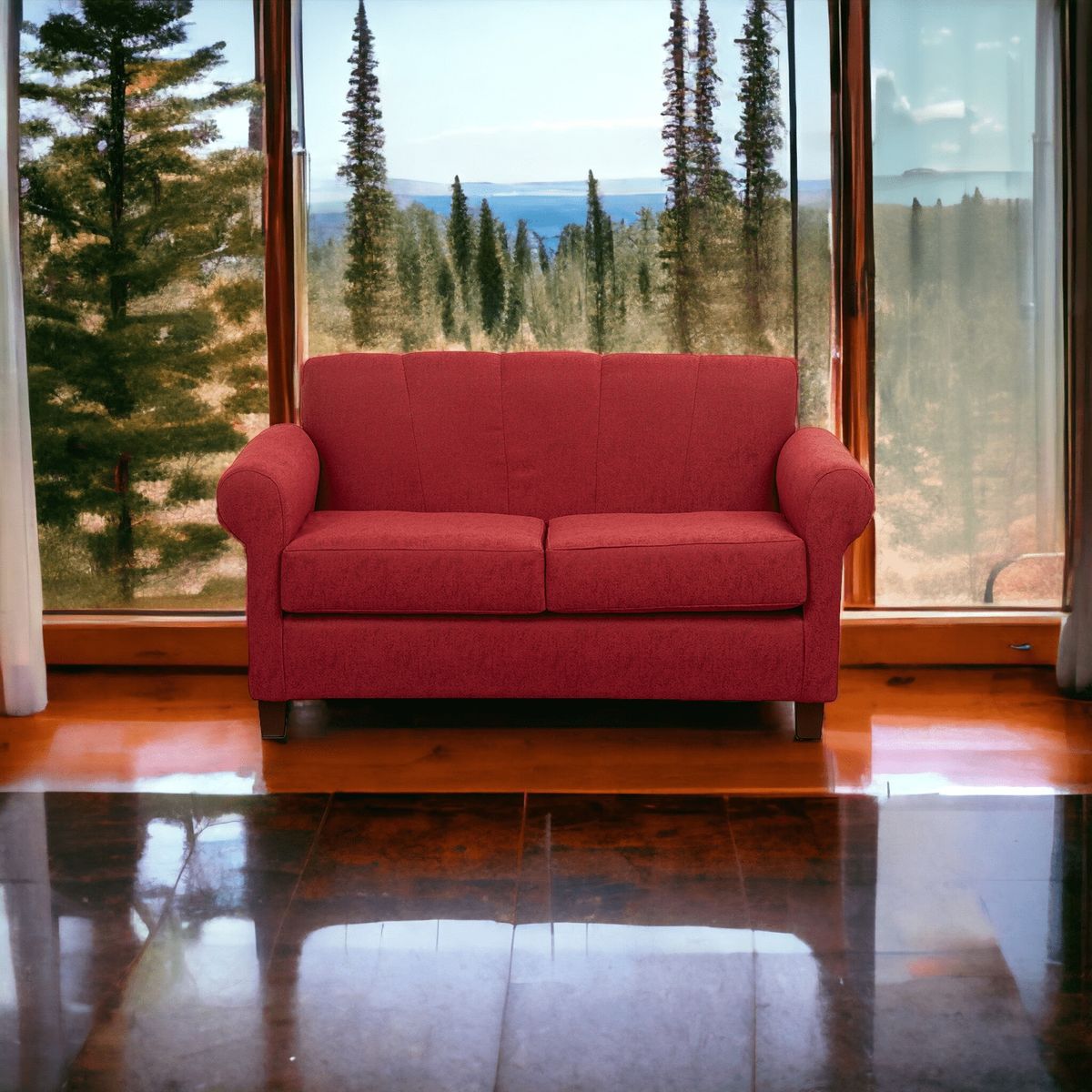 MUEBLES AMERICA - Sofá Lucy 2 Cuerpos Lino Burdeo