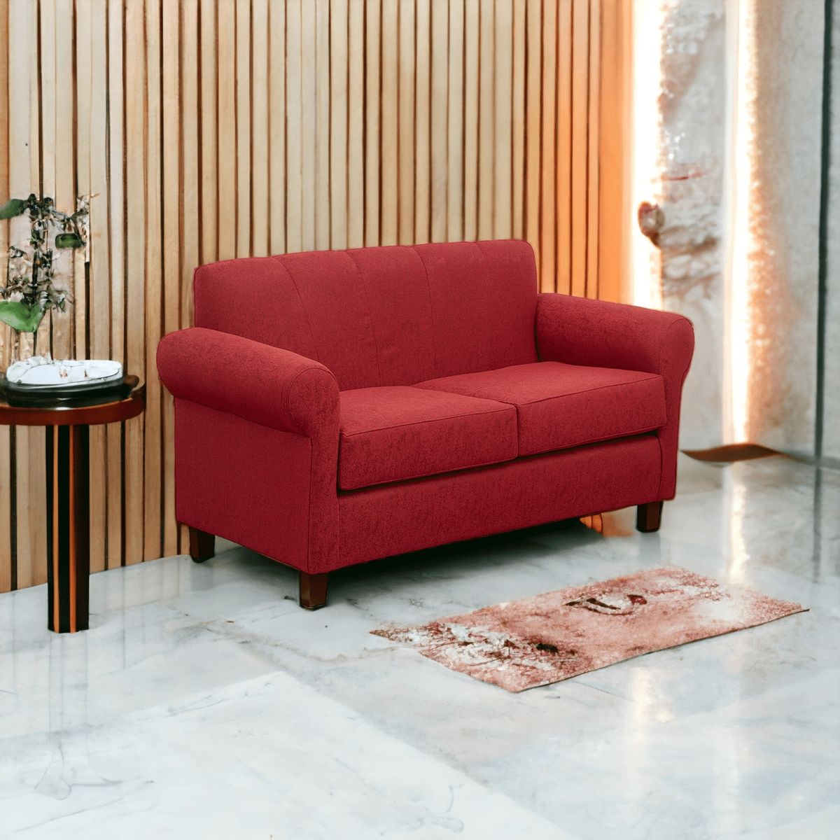 MUEBLES AMERICA - Sofá Lucy 2 Cuerpos Lino Burdeo