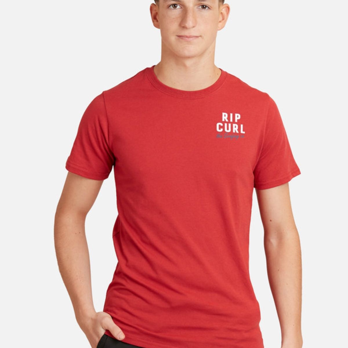 RIP CURL - Polera M/C Basica Rojo Juvenil Hombre Ripcurl