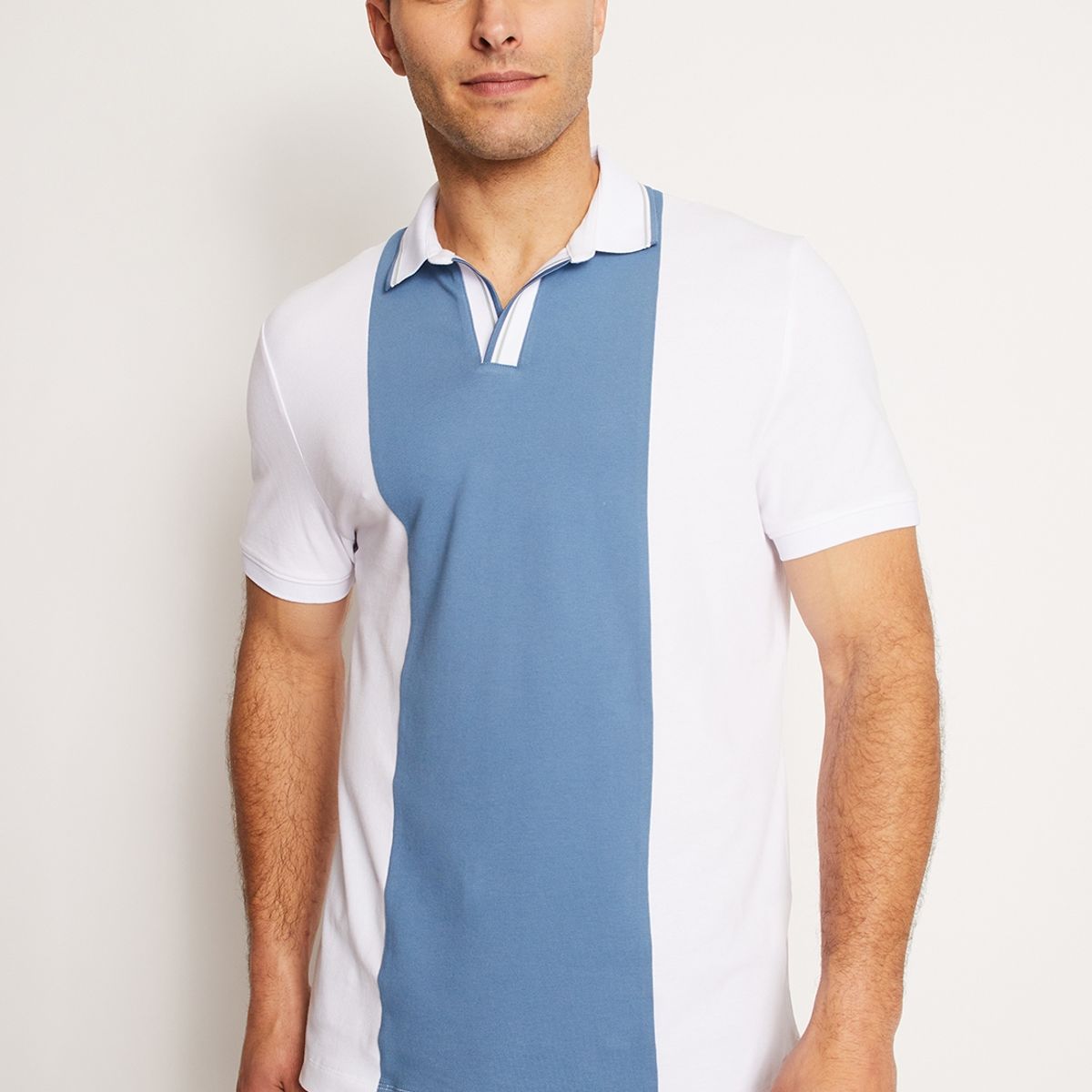 PERRY ELLIS - Polera Hombre Polo Bi Color Blanco