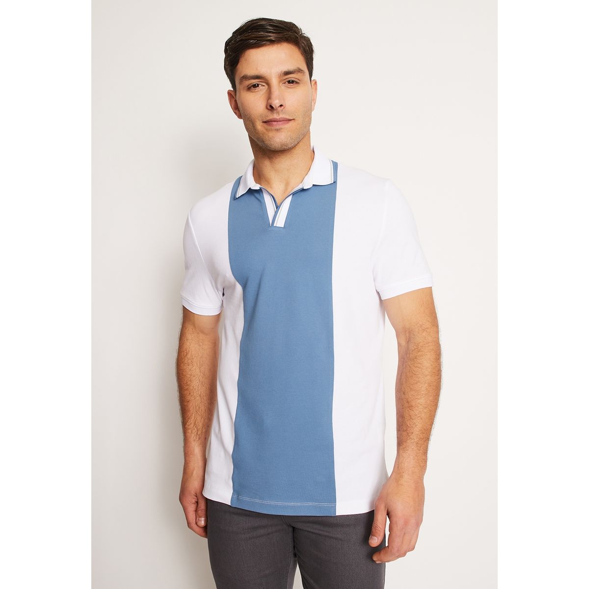 PERRY ELLIS - Polera Hombre Polo Bi Color Blanco