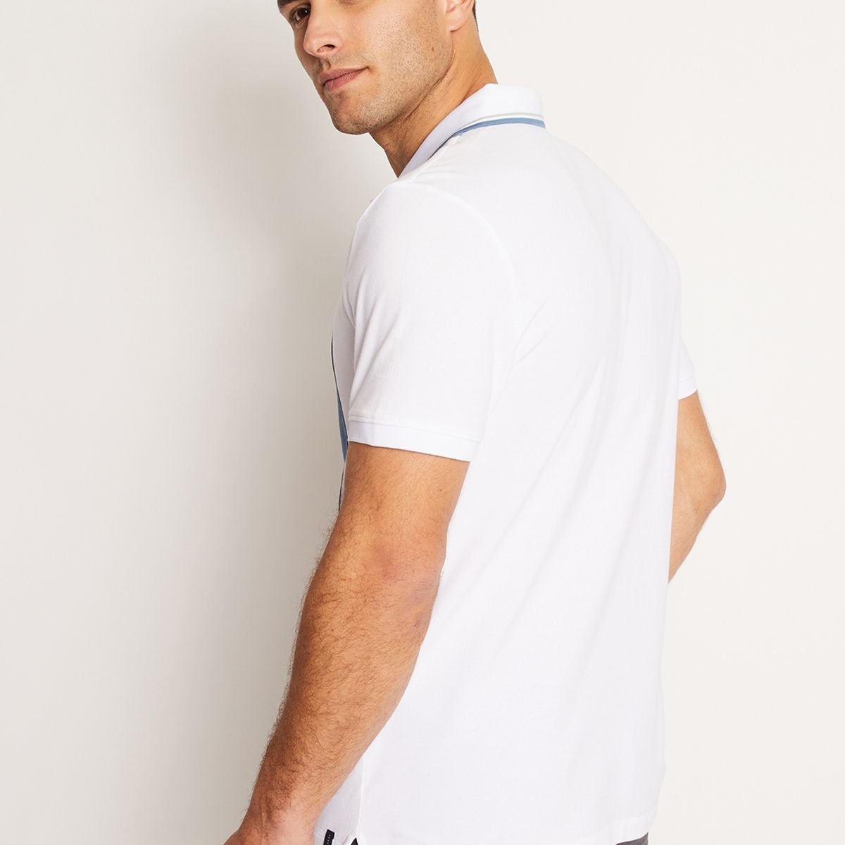 PERRY ELLIS - Polera Hombre Polo Bi Color Blanco