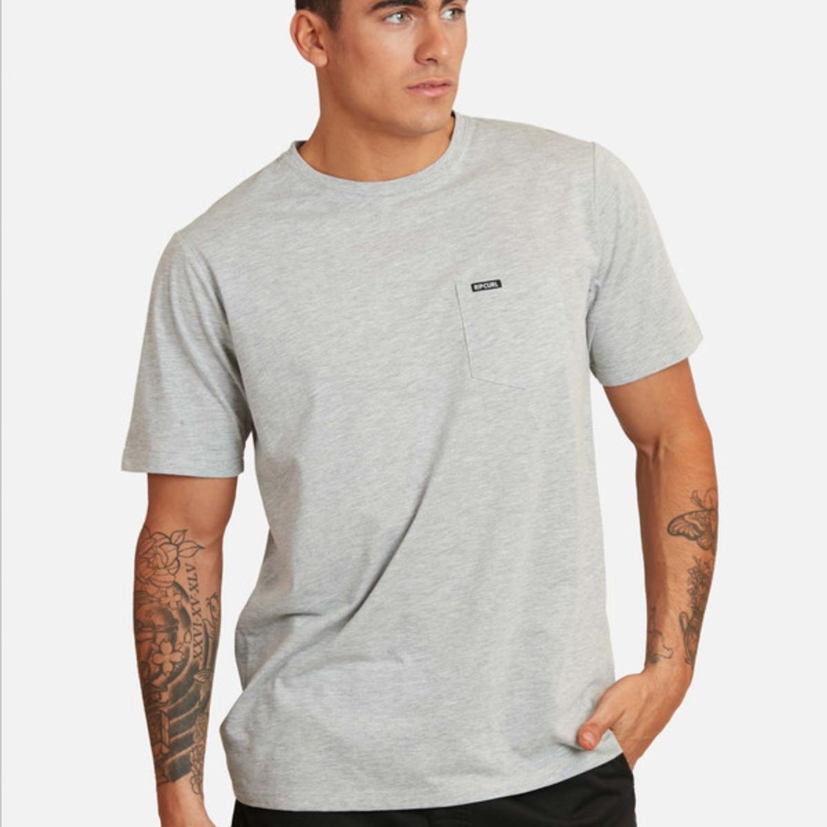 RIP CURL - Polera M/C Basica Gris Mezcla Hombre Ripcurl