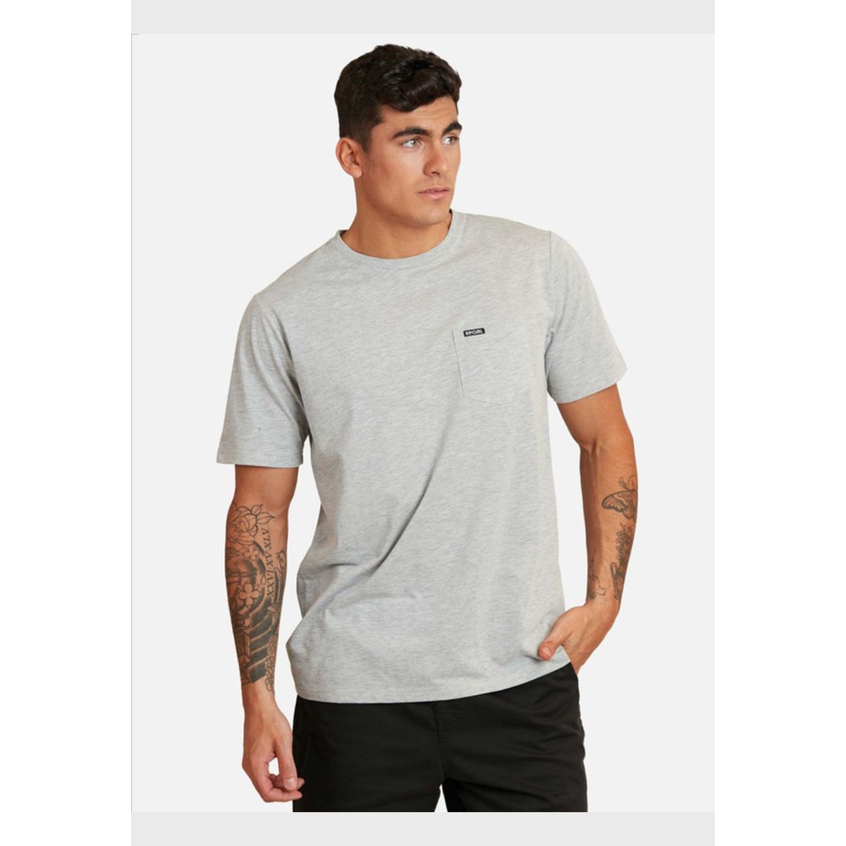 RIP CURL - Polera M/C Basica Gris Mezcla Hombre Ripcurl