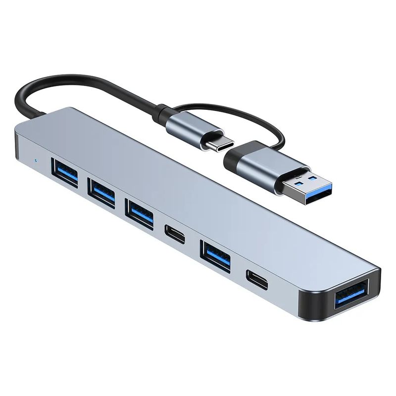 GENERICO - Hub Adaptador Usb Tipo C 7 En 1 Para Macbook iPad Notebook