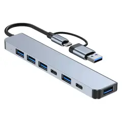GENERICO - Hub Adaptador Usb Tipo C 7 En 1 Para Macbook iPad Notebook