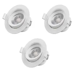 WANT - PACK X3 Foco Led Embutido Redondo Aro Móvil 7w 220v Luz Fria