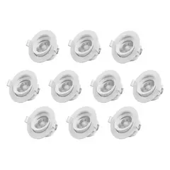 WANT - PACK X10 Foco Led Embutido Redondo Aro Móvil 7w 220v Luz Fria