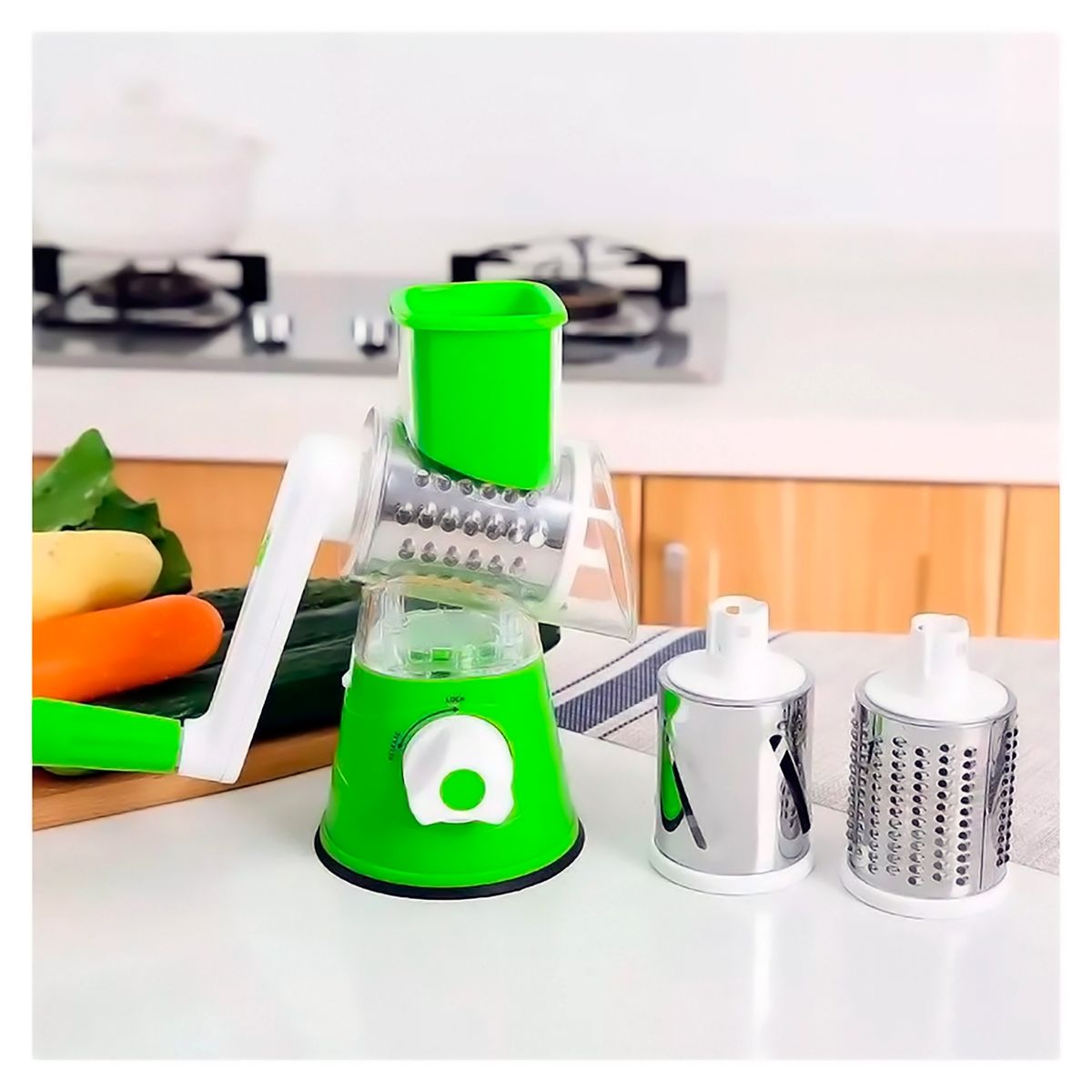 GENERICO - Rallador Cortador Giratorio Verduras Queso Alimentos Cocina