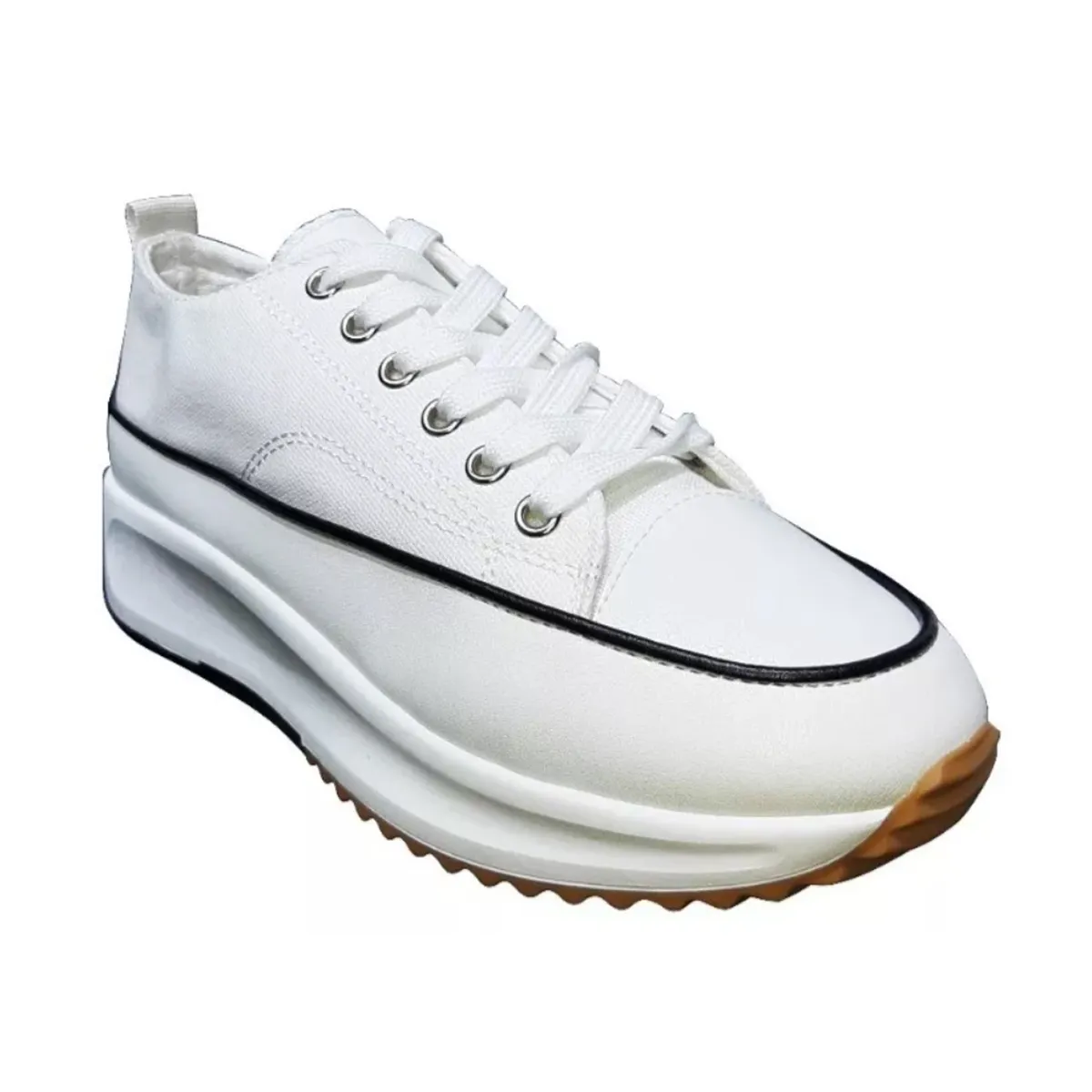 HERIEL - Zapatillas Lona Plataforma Run Mujer Urbanas Negra