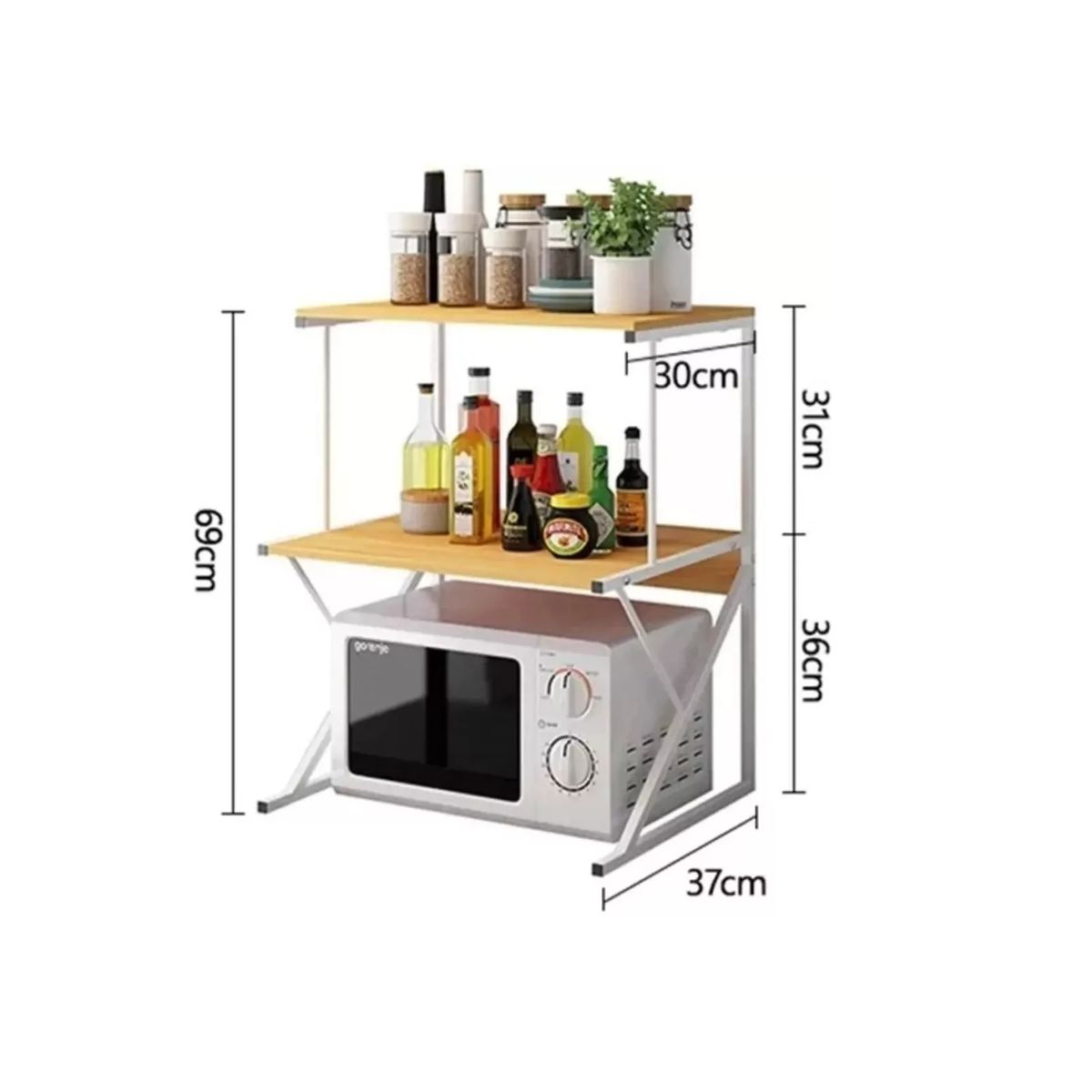 GENERICO - Estante Cocina Para Horno Microondas Rack Organizador Hogar Blanco