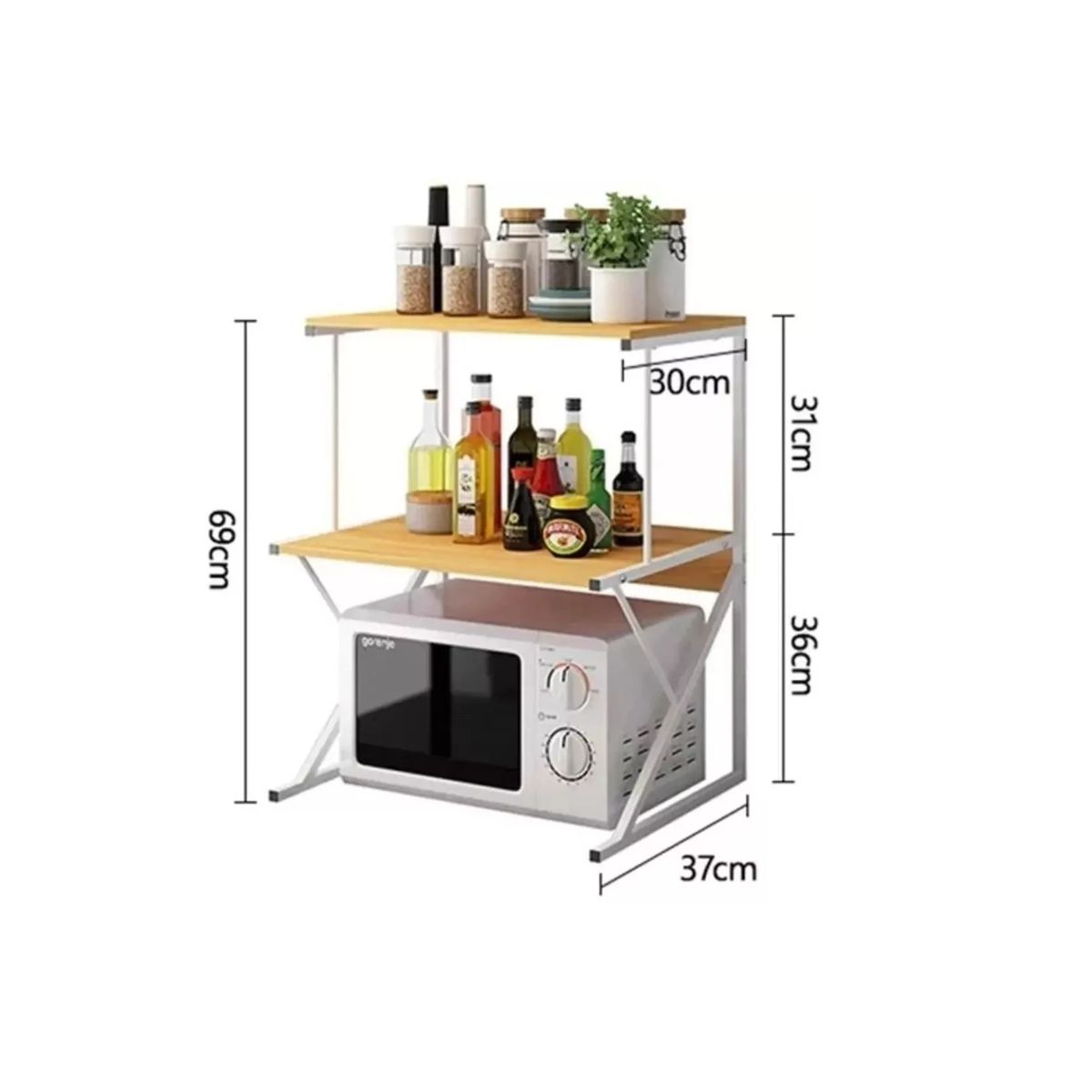 GENERICO - Estante Cocina Para Horno Microondas Rack Organizador Hogar Blanco