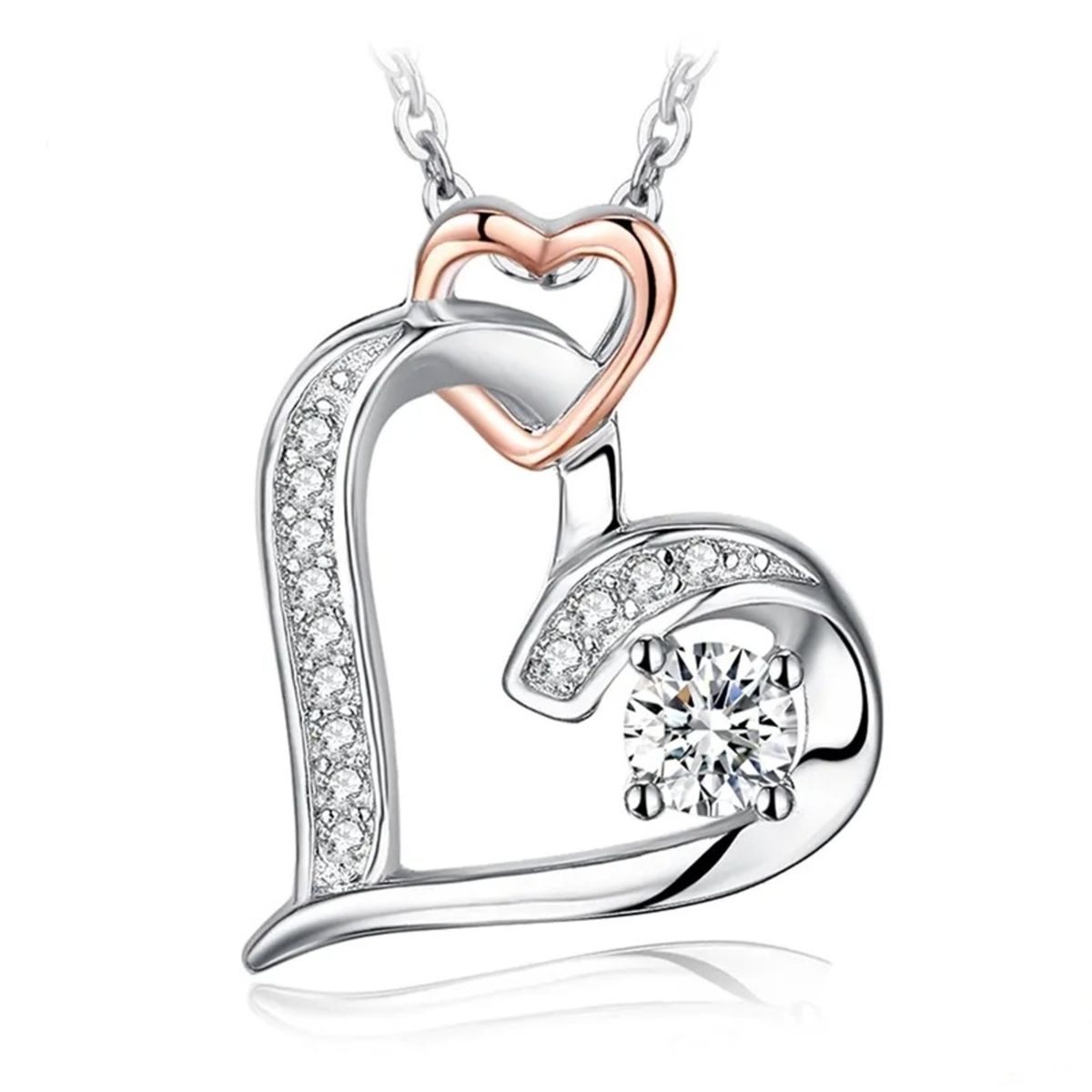 GENERICO - Collar plata 925 corazón rosa elegante mujer regalo