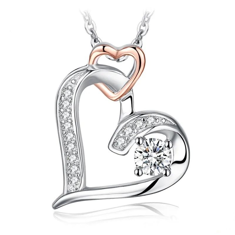 GENERICO - Collar plata 925 corazón rosa elegante mujer regalo