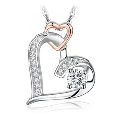 GENERICO - Collar plata 925 corazón rosa elegante mujer regalo