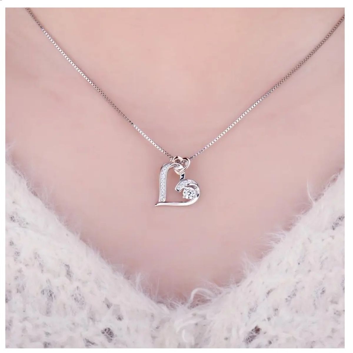 GENERICO - Collar plata 925 corazón rosa elegante mujer regalo