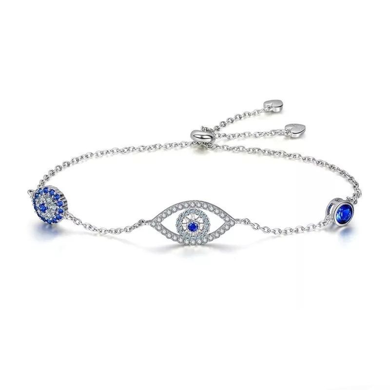 GENERICO - Pulsera ojo turco mano suerte plata 925