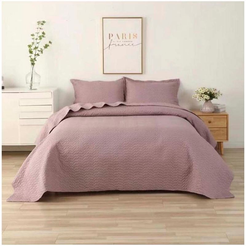 GENERICO - Cubrecama Quilt Verano Rosado 2 Plazas -35