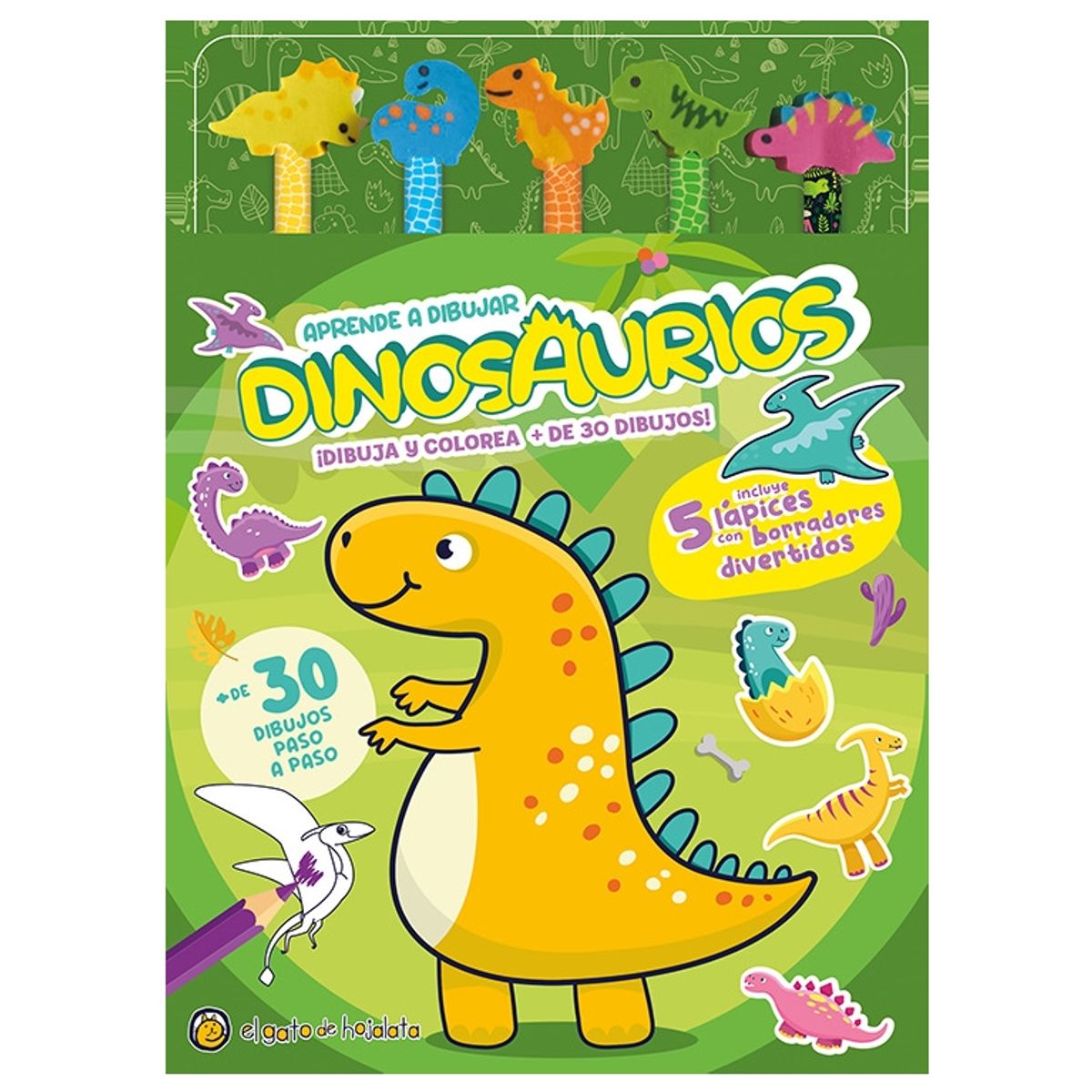 TOP10BOOKS - LIBRO Lapices Y Borradores De Colores: Dinosaurios