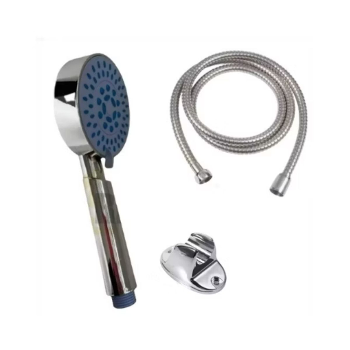 OEM - SET DE DUCHA TELÉFONO MANGUERA Y SOPORTE CROMADO AZUL