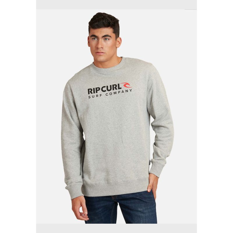RIP CURL - Poleron After Shock Rashie Front Gris Mezcla Hombre Ripcurl
