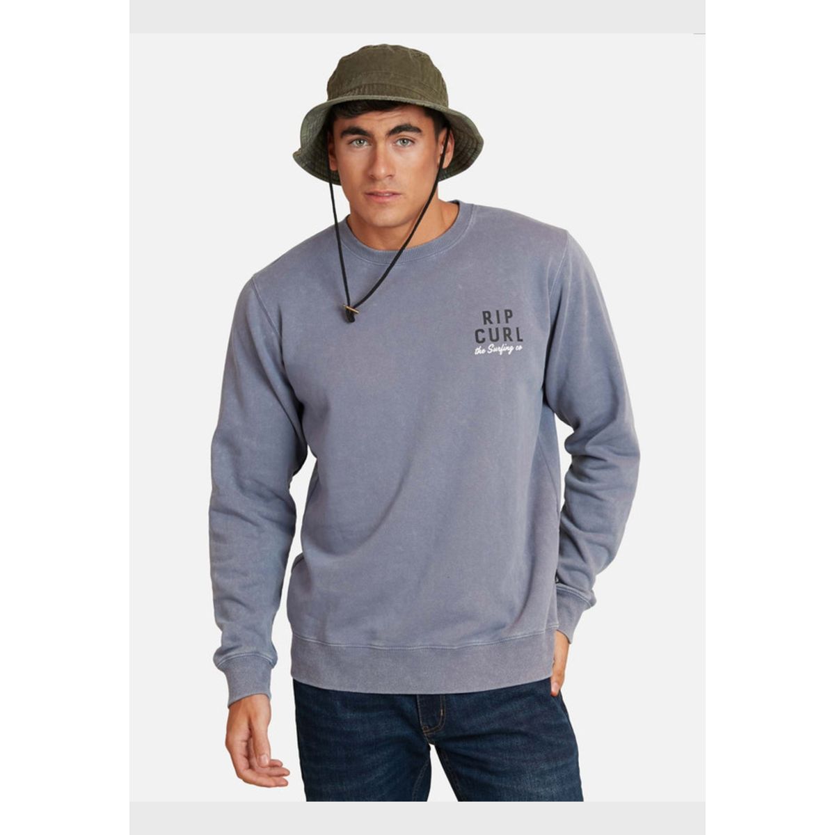 RIP CURL - Poleron Cuello Redondo Gris Hombre Ripcurl
