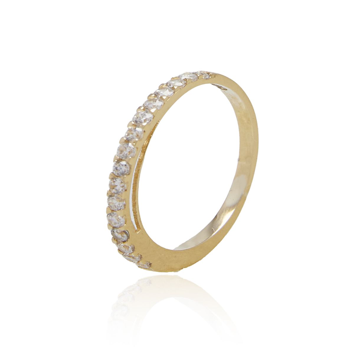 JB JOYAS BARON - Anillo Compromiso de Oro 18Kt Circonita 1/2 Cintillo