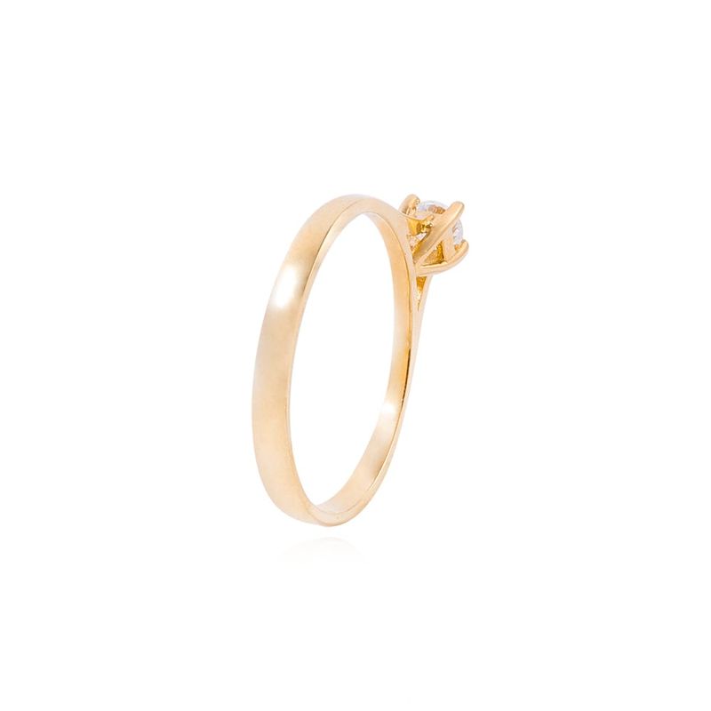 JB JOYAS BARON - Anillo Compromiso de Oro 18Kt Solitario Circón Clasico