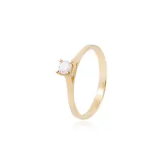 JB JOYAS BARON - Anillo Compromiso de Oro 18Kt Solitario Circón Clasico