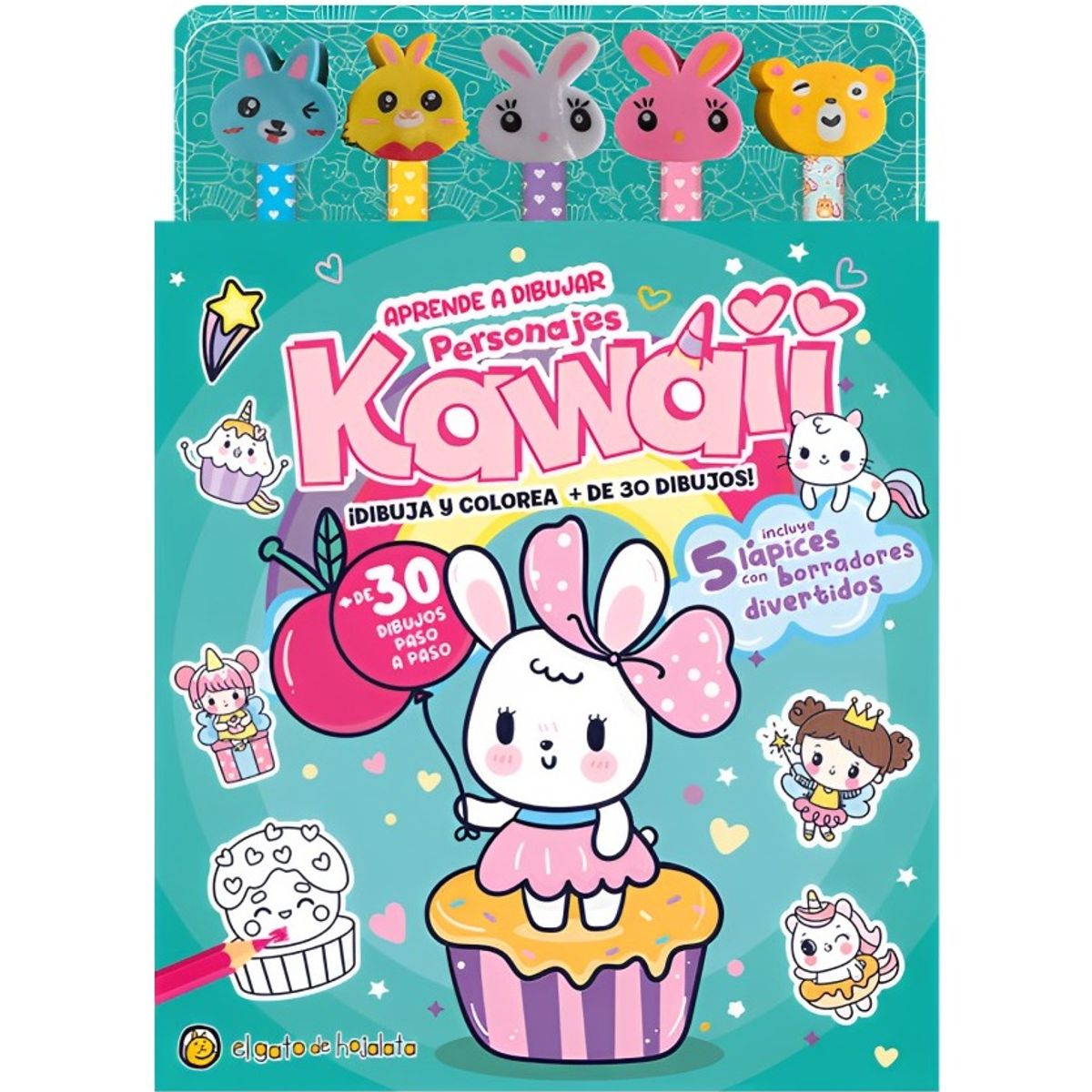 TOP10BOOKS - LIBRO Lapices Y Borradores De Colores: Personajes Kawaii