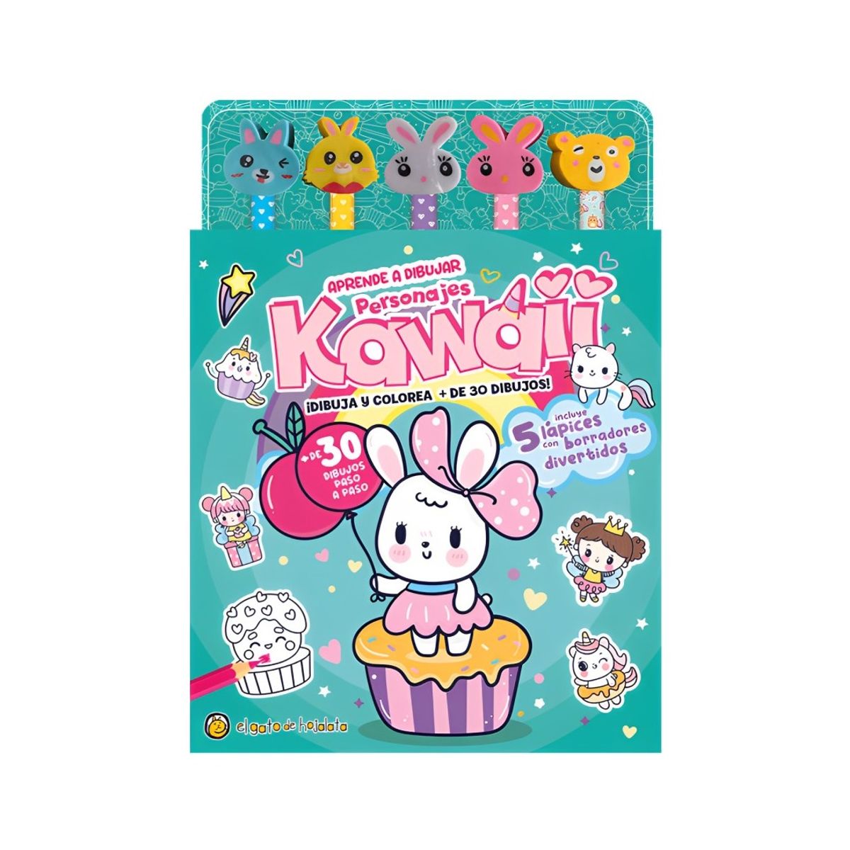 TOP10BOOKS - LIBRO Lapices Y Borradores De Colores: Personajes Kawaii