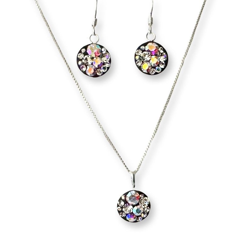 GENERICO - Conjunto Collar Dije Aros Cristales Swarovski Plata Fina 925