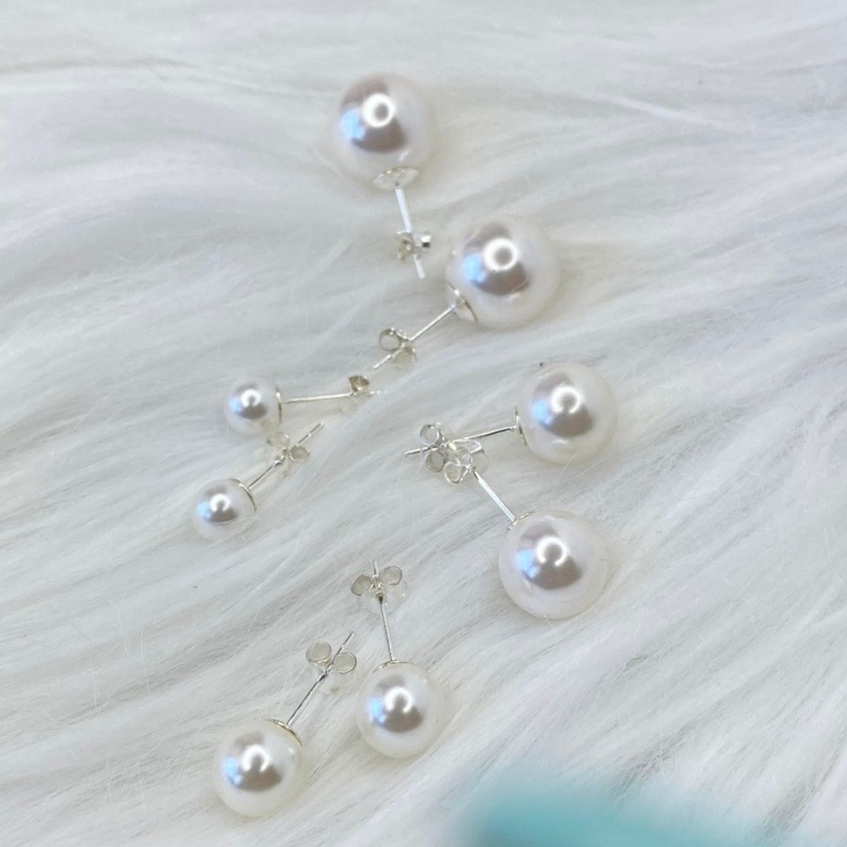 GENERICO - Aros Dama Perla Blanca 6 Mm Plata Italiana Ley 925